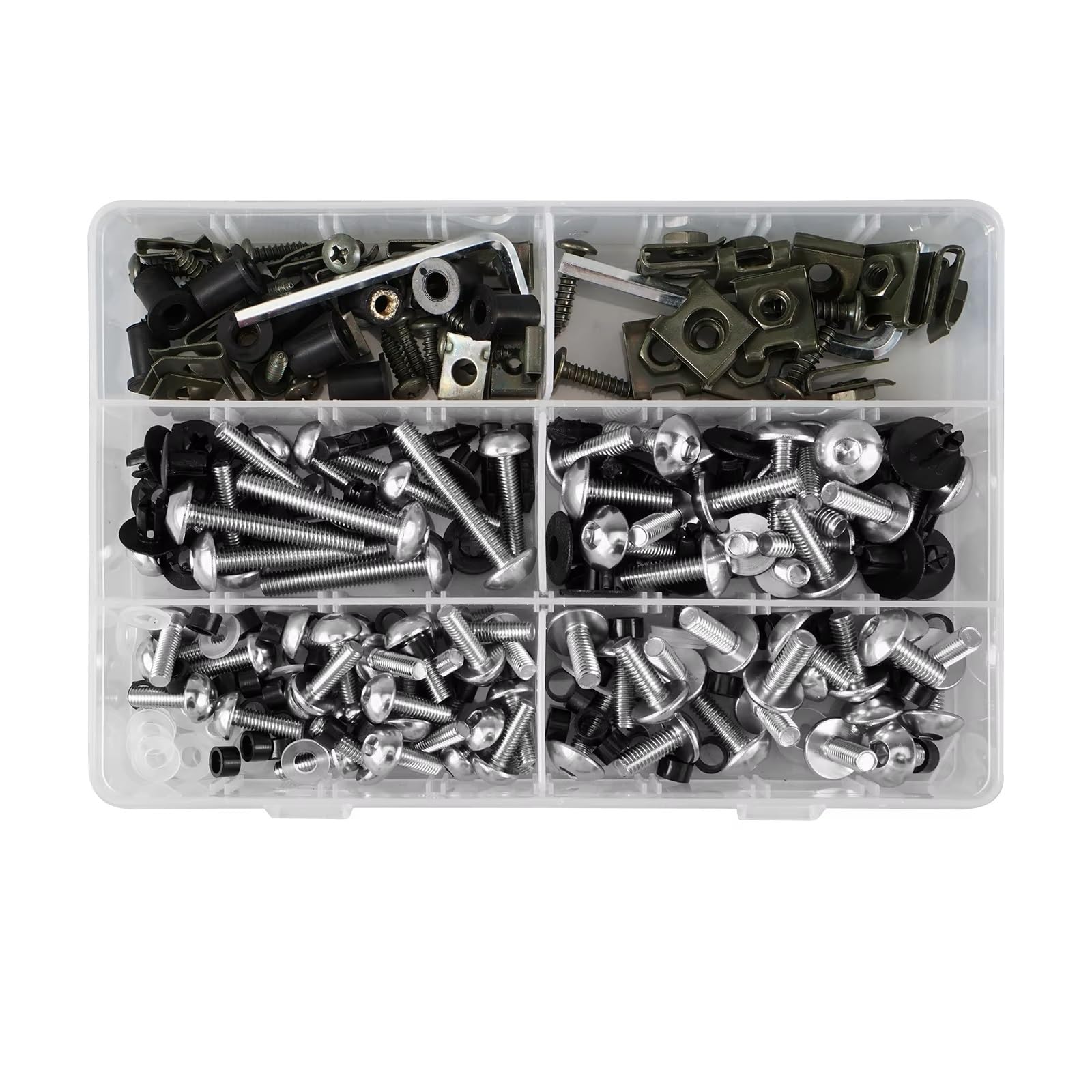 Motorrad Schrauben Kompatibel Mit CBR600RR, Für CBR900RR, Für CBR1000RR, Motorrad-Windschutzscheibenschrauben, Motorrad-Verkleidungsschrauben-Set, Mutternklammern, 253-tlg.(Silver)