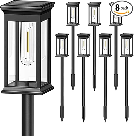 KOOPER Solar Pathway Lights Outdoor, 8 Pack Upgraded Solar Outdoor Lights, Bright Solar Garden Lights Outdoor Waterproof, Auto On/Off Outdoor Solar Lights for Yard Landscape Path Lawn Patio Walkway