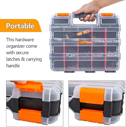 Miniatura 6 de HobbyPark Caja organizadora de hardware a control remoto, compartimentos ajustables, divisores extraíbles, plástico duradero, caja de herramientas