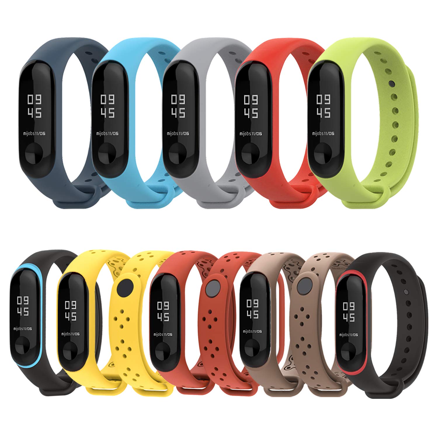 Mijobs Straps For Xiaomi Mi Band Waterproof Soft Colorful