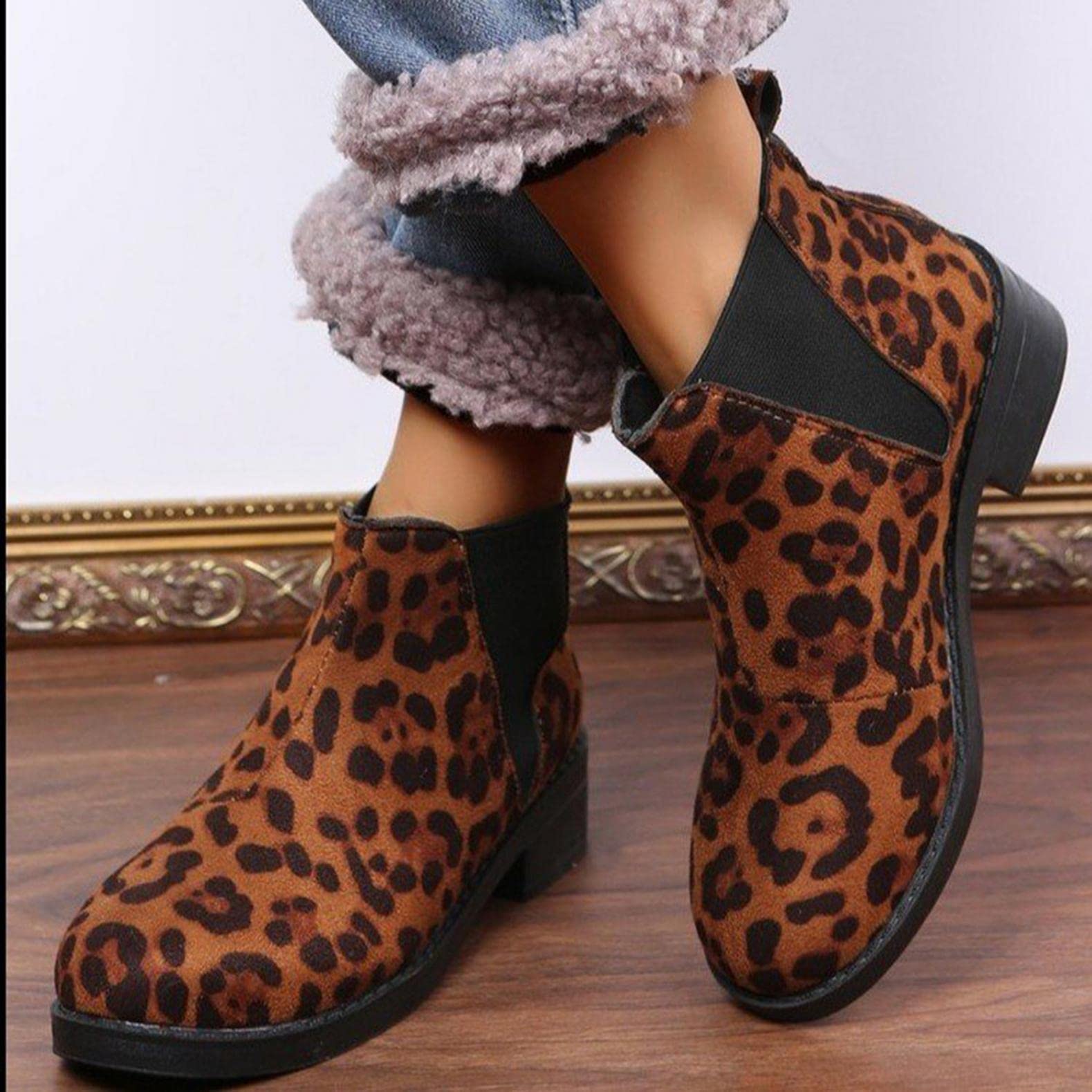 Chelsea Leopard Plush Boots 