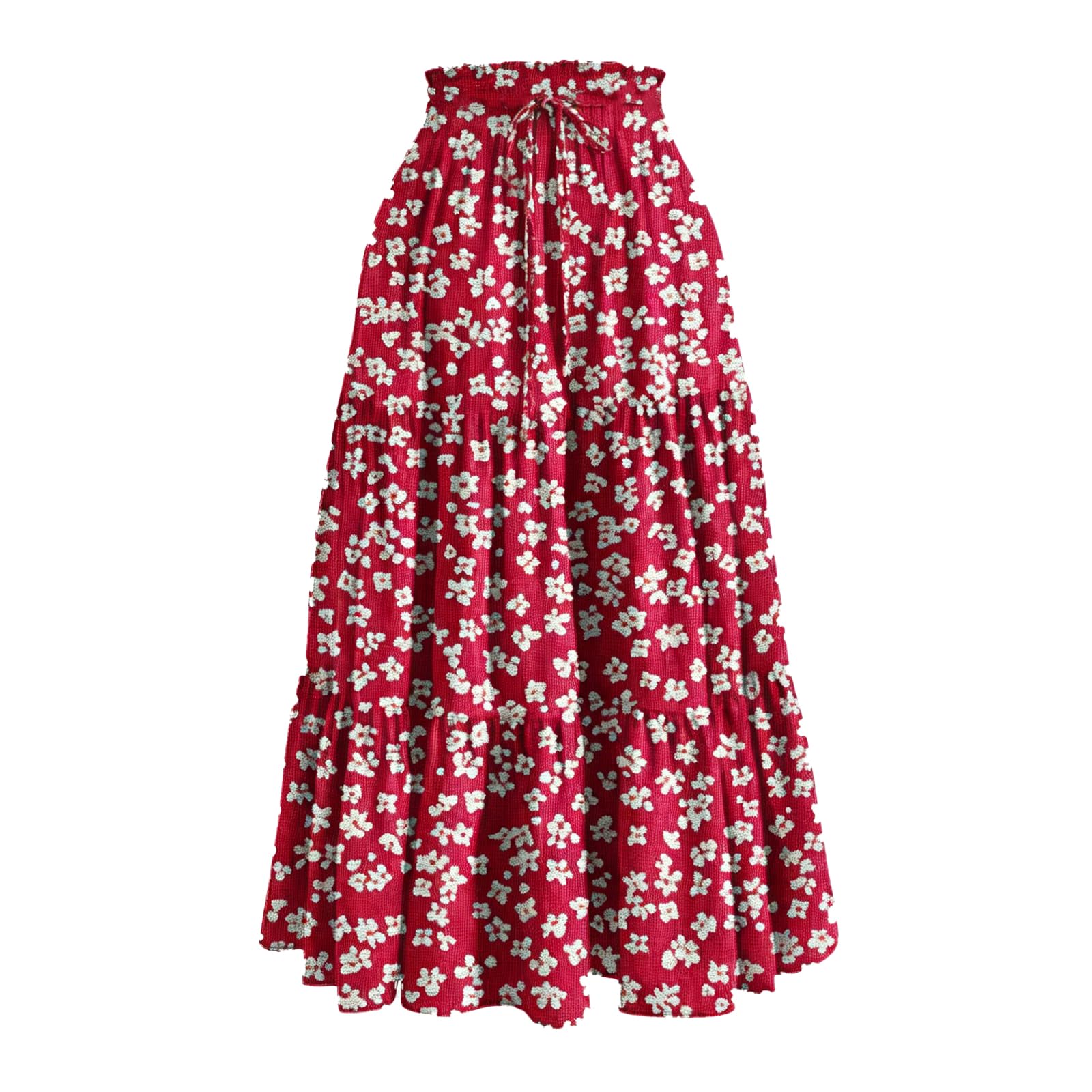 Floral Skirts for Women 2026 High Waist Aline Long Flowy Skirt Y2K Casual Trendy Spring Summer Travel Boho