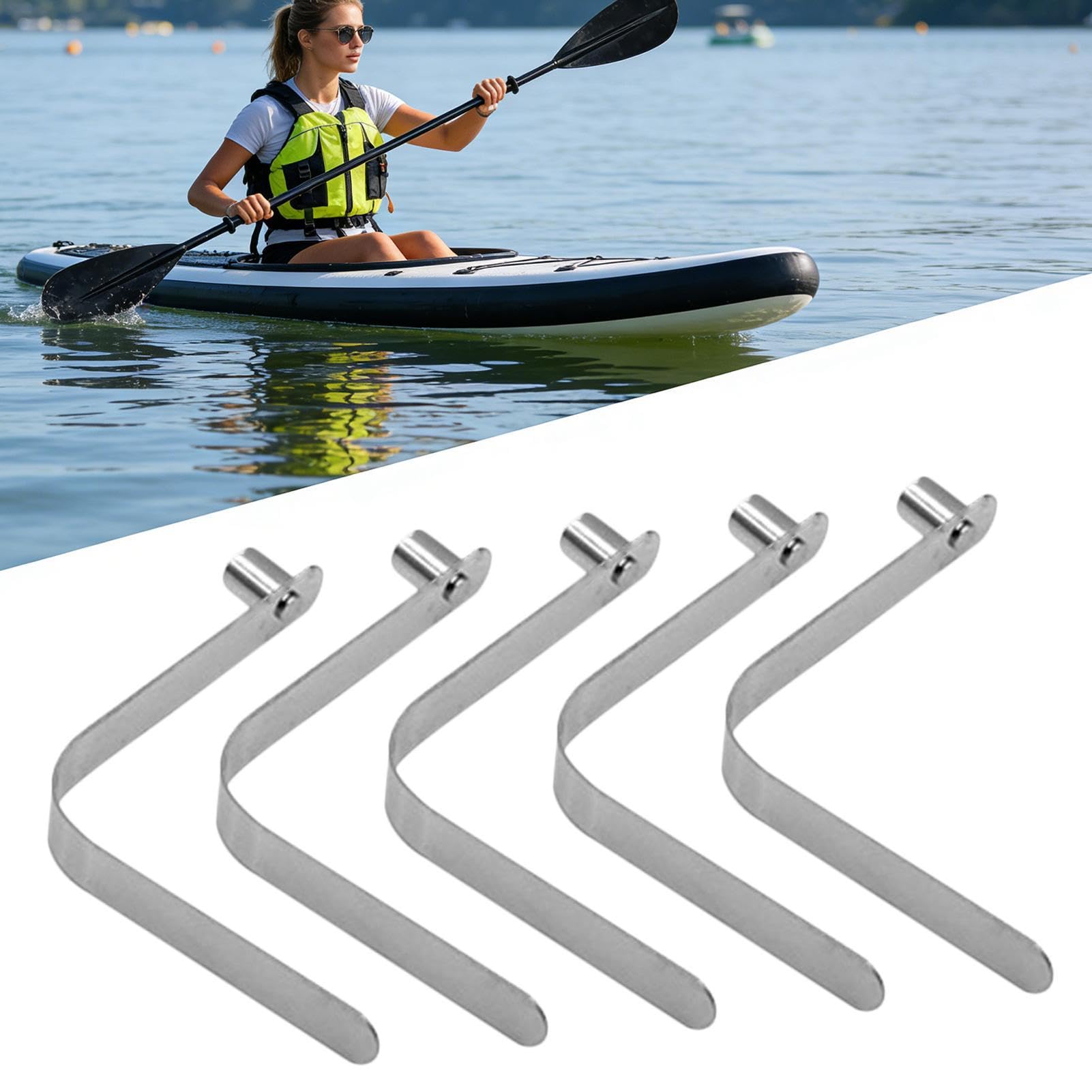 Generisch Clips de resorte, 5 unidades en forma de V, soporte de barra de sujeción, para camping, toldo, tubo de barco