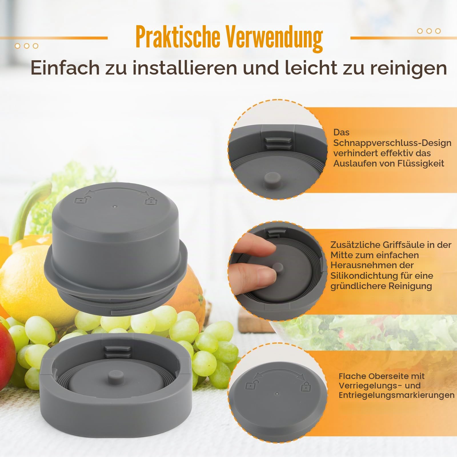 Klingenabdeckung und Behälter Deckel für Ninja Blast Tragbarer Mixer BC100 Series und BC151 Serie Zubehör, Auslaufsicher Ersatzdeckel, Spülmaschinenfest, Lebensmittelecht(Grau)