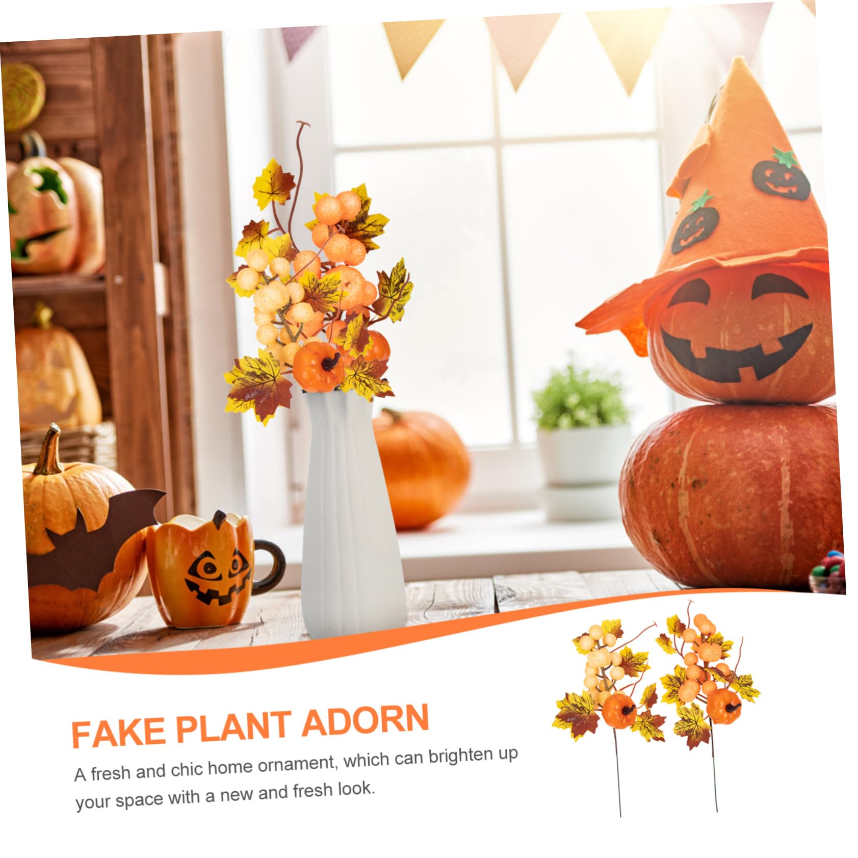 Abaodam 4sets Maple Leaf Zweig Kürbisse Festliche Halloween Decor Faux Herbst Blatt Design 2 Stücke * 4