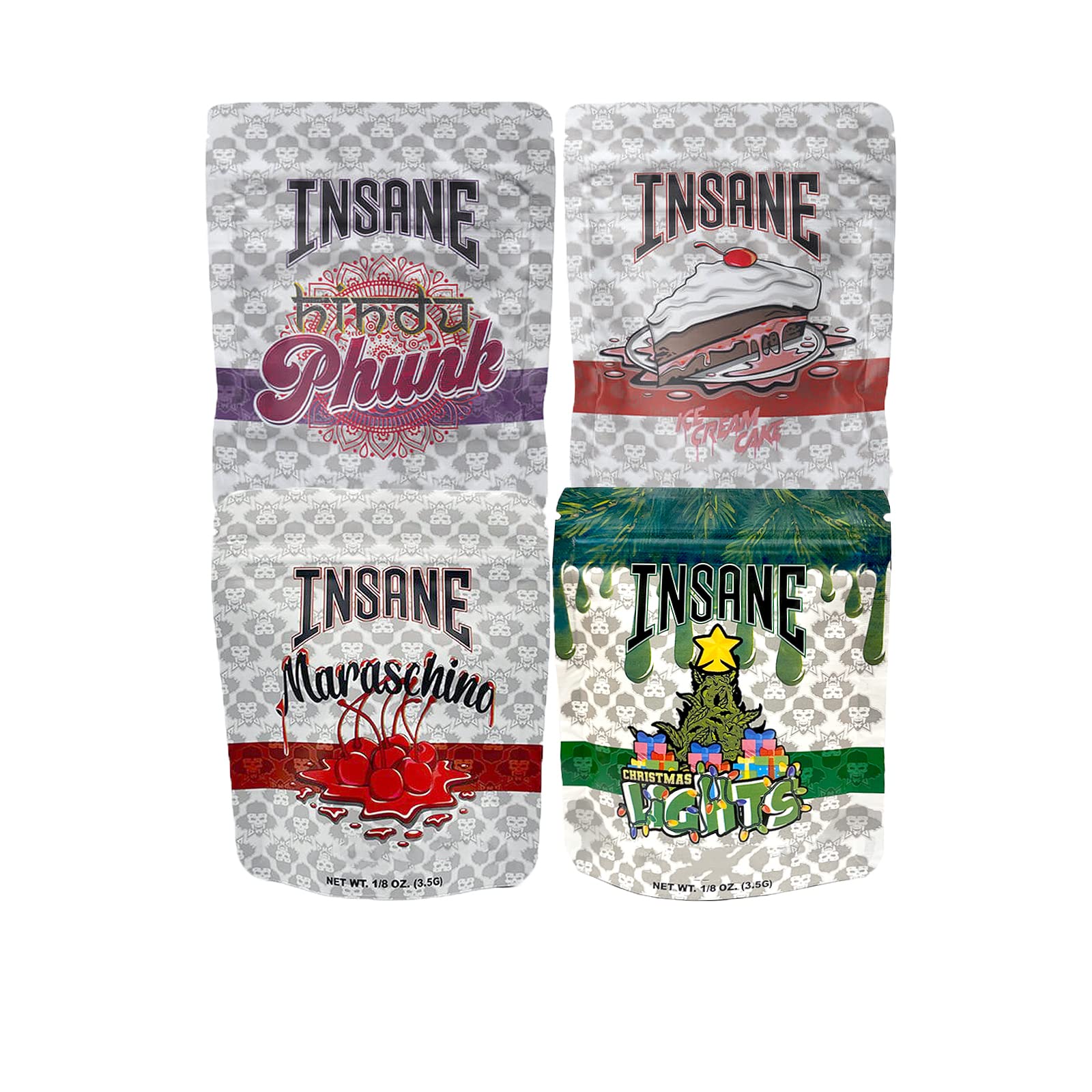 aokat 100Pcs Cookies Bags Resealable Smell Proof Mylar Bags Ziplock Food Storage Bags Snack (MIX-INSANE)