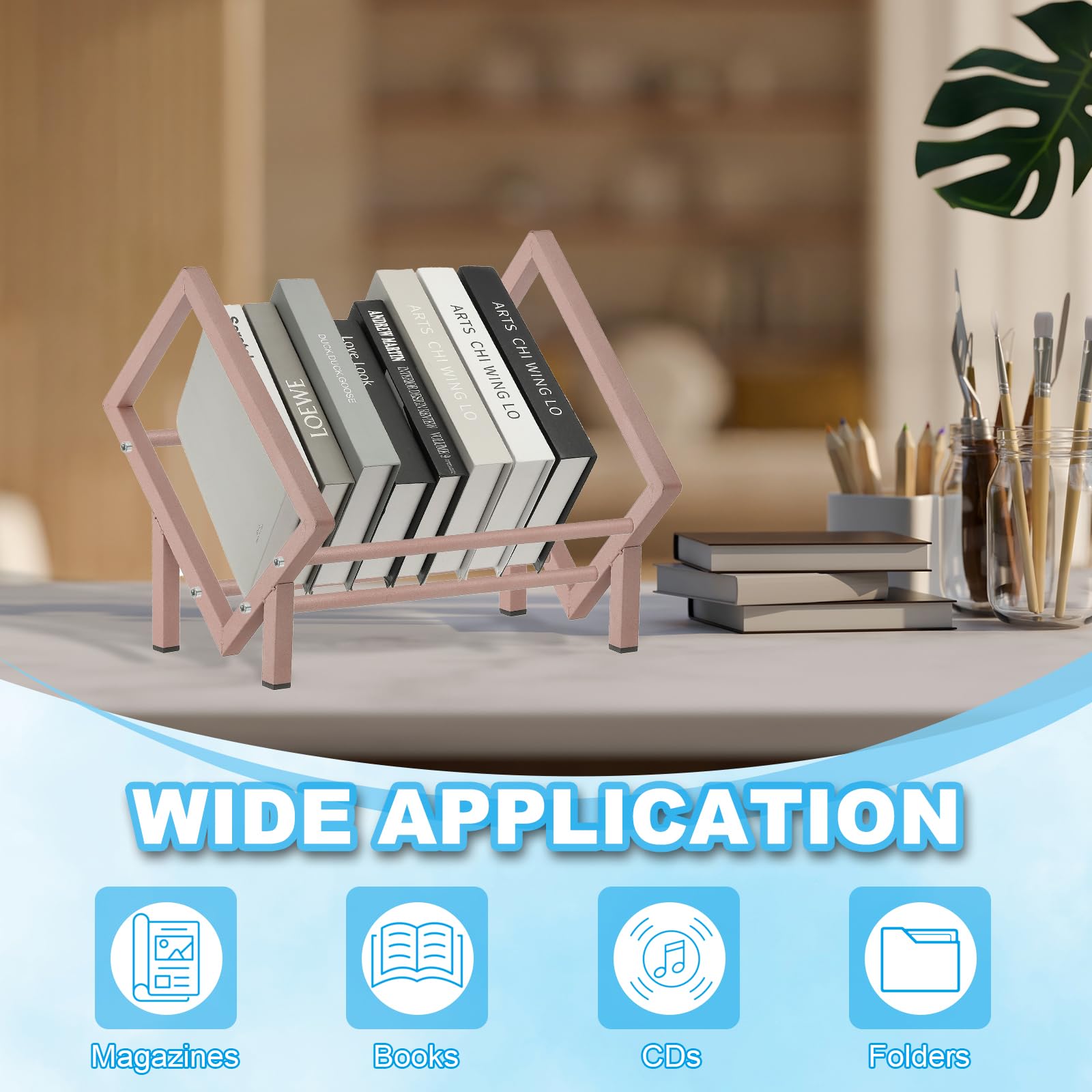 Desktop Shelf Bookshelf,Wood Countertop Bookcase Storage Display Rack,Office Supplies Organizer Literature Photo Display Rack