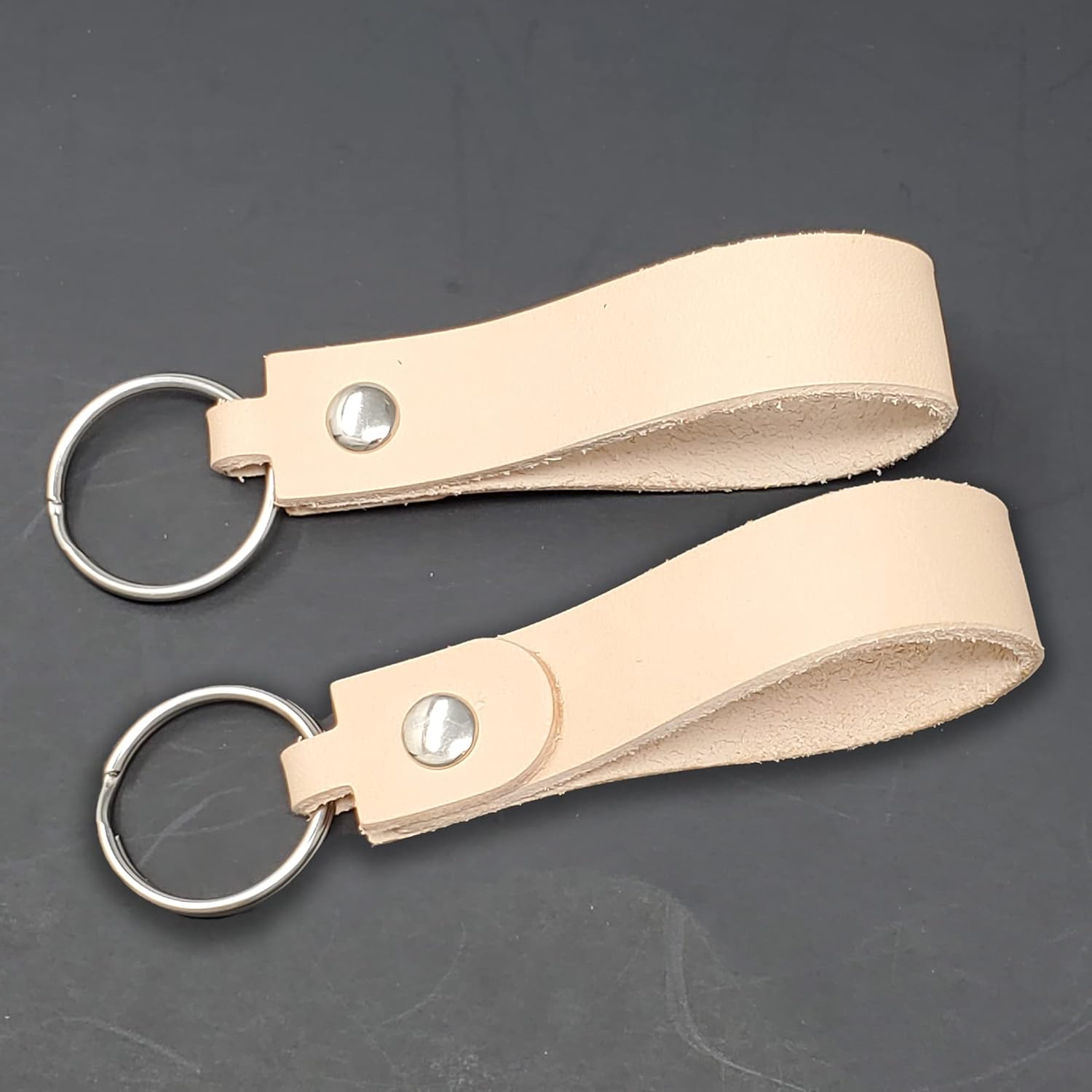 Natural Leather Keyring-Keychain-Key Fob 10 pack – Hardware Included-Decorating Ready for Laser or Machine Engraving, Stamping, Painting – Made in USA