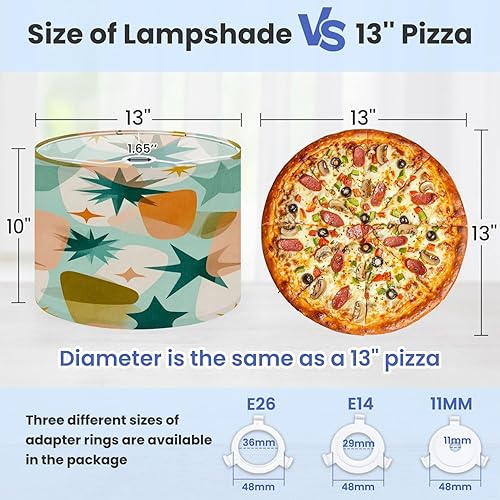Miniatura 2 de Lamp shades for Table Lamps Retro Futuristic Design Teal Pink Orange Cream Hues Medium Drum Lamp Shades 13''W x 10''H Replacement LampShades Spider