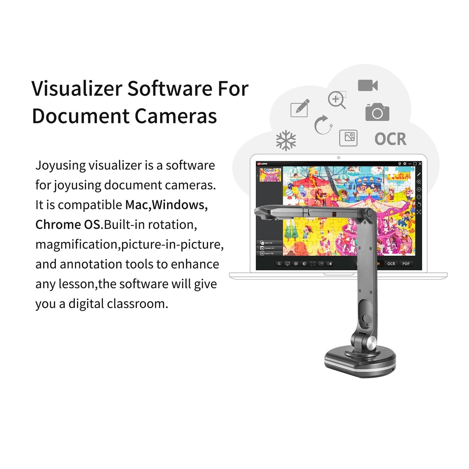 Scanner per documenti, Fotocamera for documenti USB 2 in 1 e scanner for libri, webcam con scansione automatica A3 HD da 8 megapixel Scanner a luce LED for insegnanti dal
