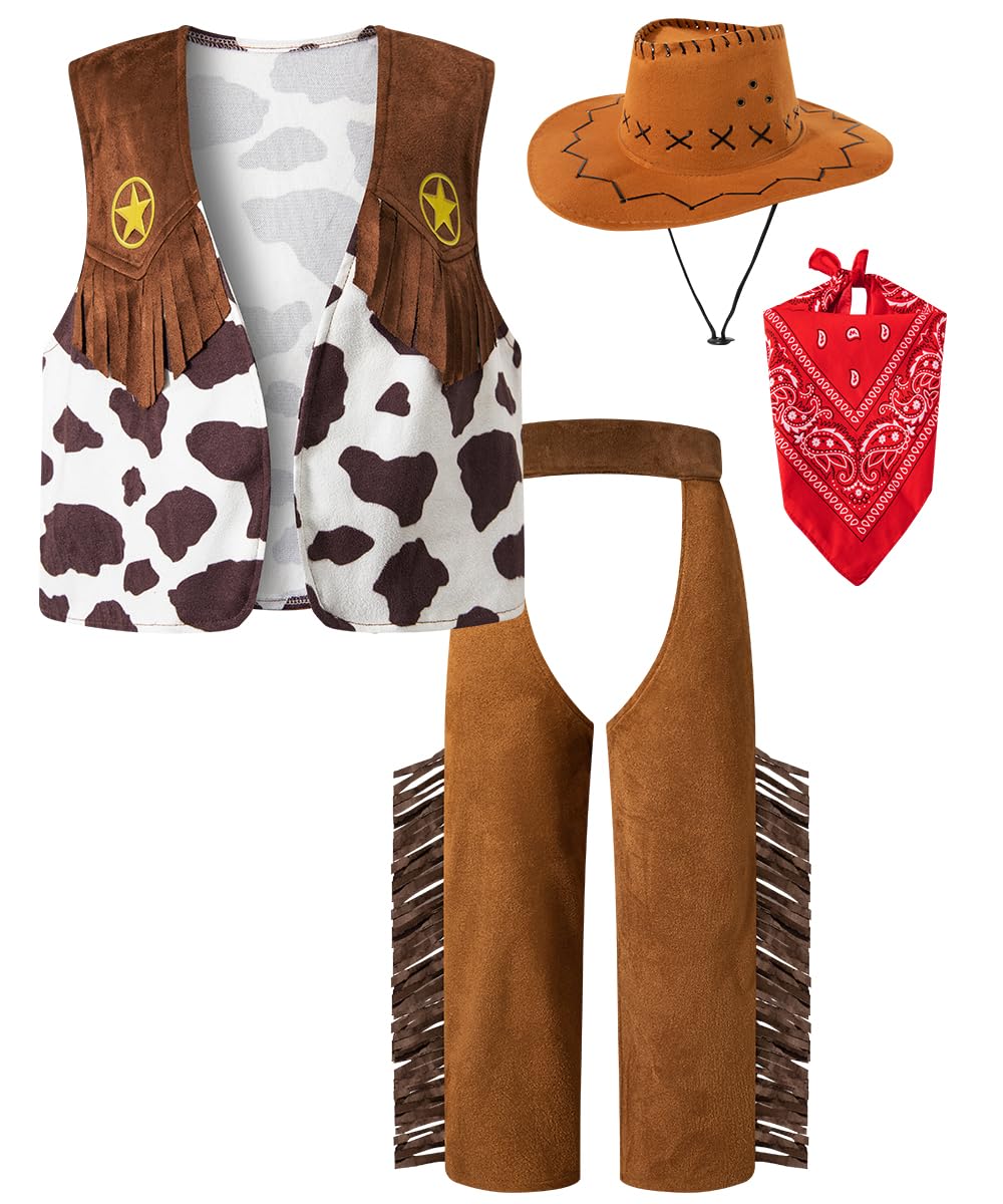 IWALUE Kids Boys Cowboy Halloween Costume Dress Up Party Cosplay with Bandana Cowboy Hat