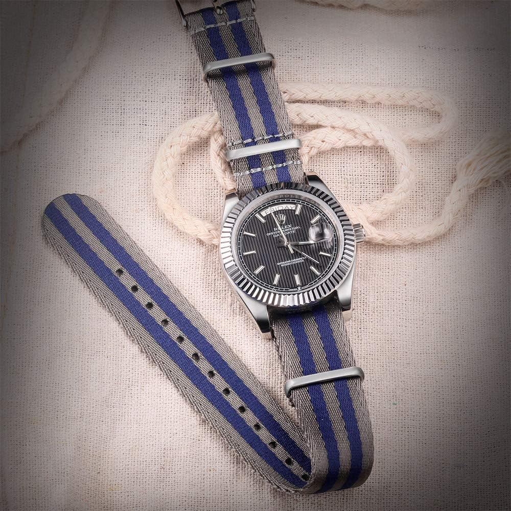 torbollo Military Ballistic Nylon Watch Strap, Soft Watch Bands for Men Women, Seat Belt Watch Wrap Nylon Replacement with Heavy Duty Brushed Buckle of 18mm 20mm 22mm 24mm