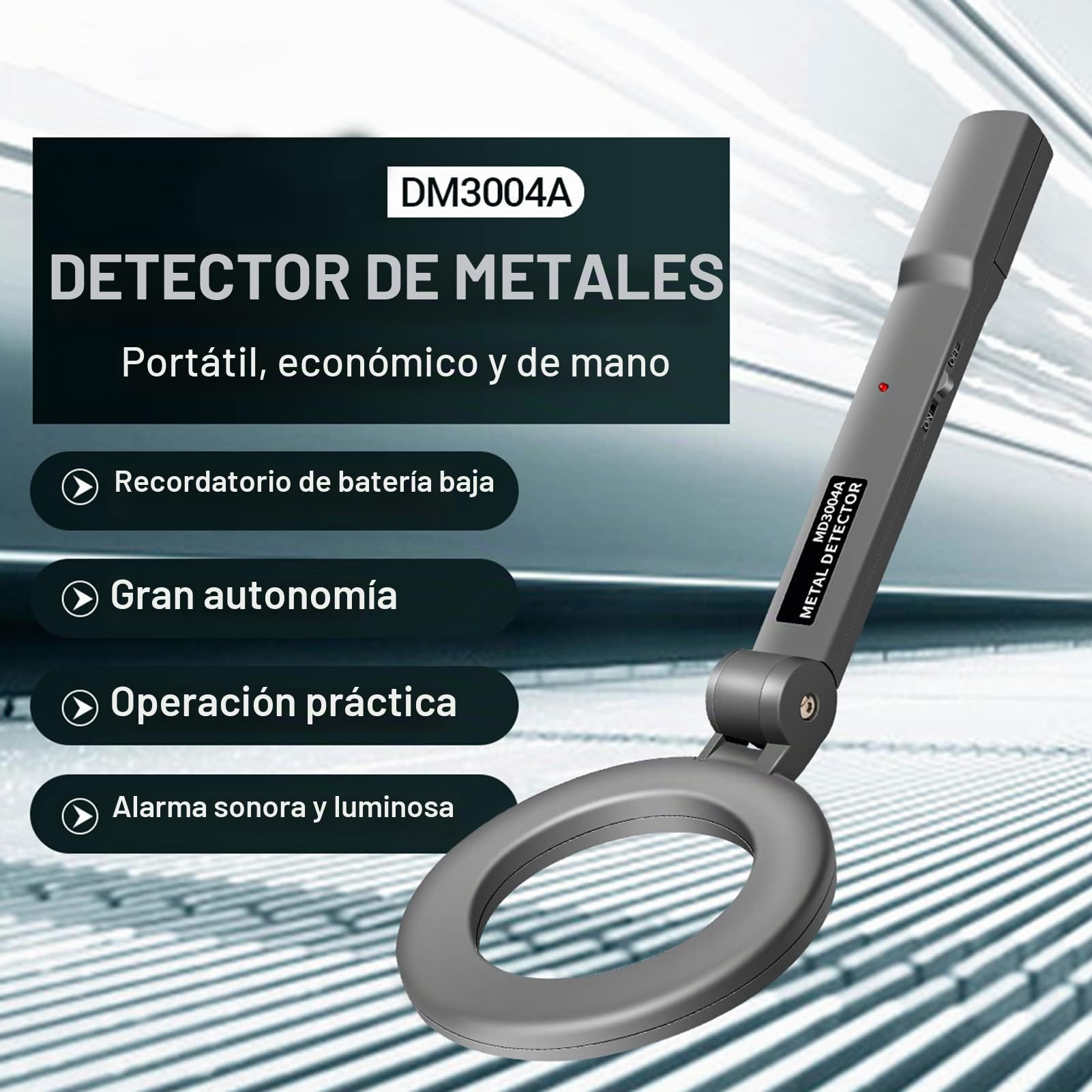 BuyWeek Detector de Metales Detector Portátil Pinpointer, DM3004A de Mano Sensibilidad Ajustable para Buceo Lecho Marino