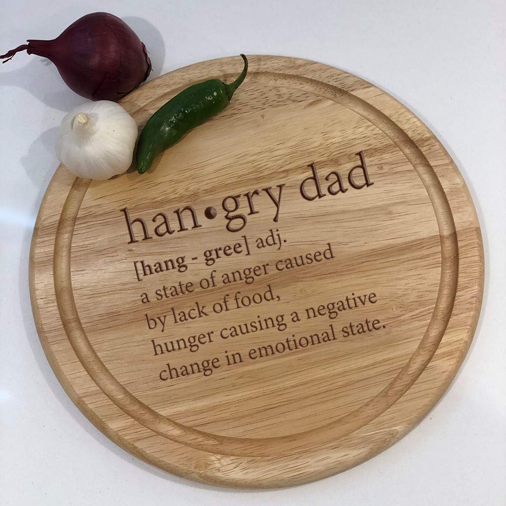 eBuyGB Personalised Cheeseboard Wooden Hangry Dad Dictionary Definition Rectangle Chopping Board, Wood