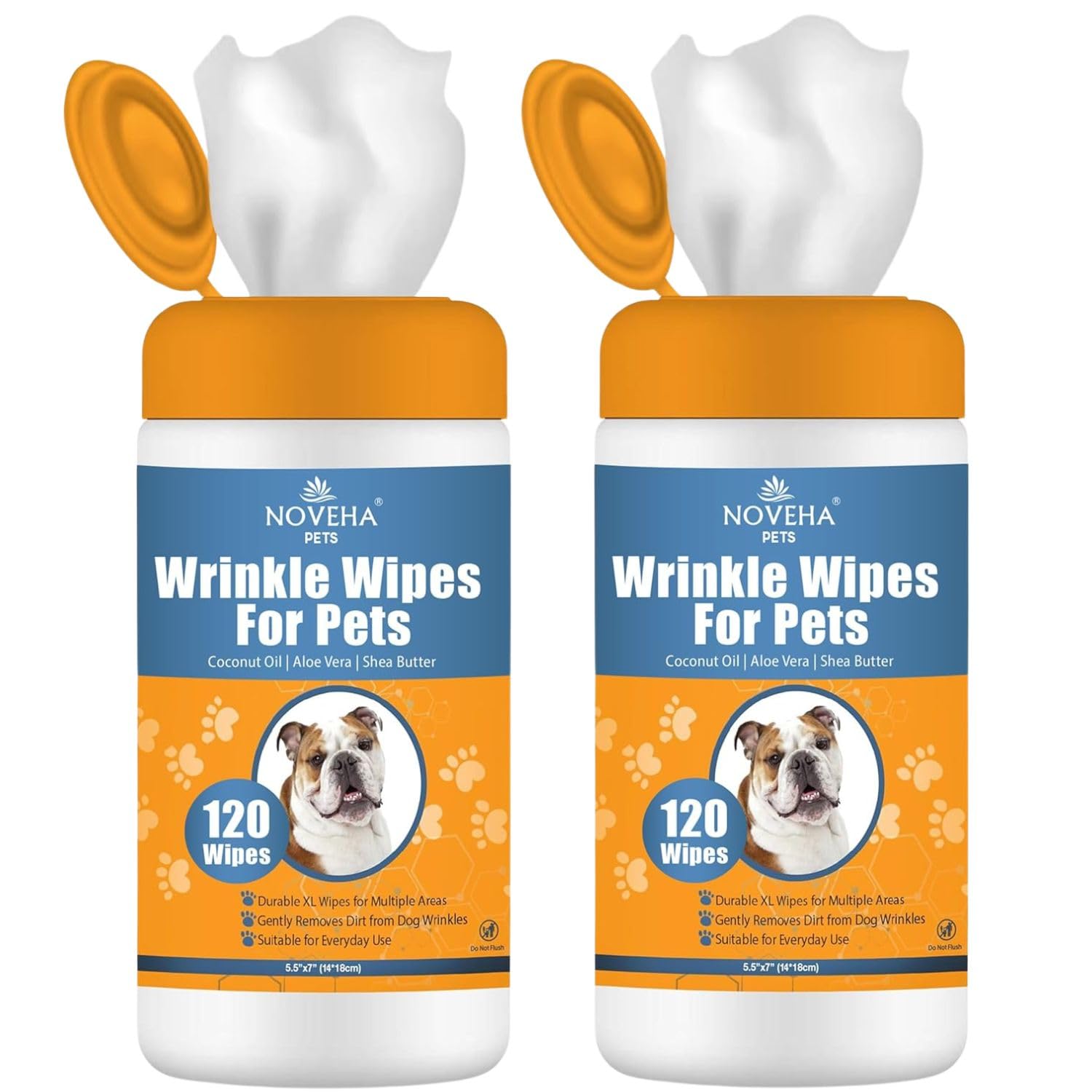 NOVEHA 240PCs - Wrinkle XL Wipes for Dogs Wipes for Bulldog French Bulldog Pug English Bulldog Wipes for