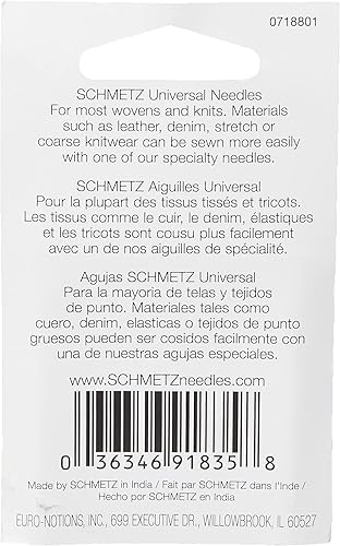 Miniatura 4 de Euro-Notions Agujas universales para máquina (paquete de 10), tamaño 708090100