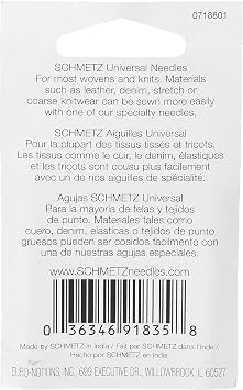Euro-Notions Universal Machine Needles-Size 70/80/90/100 10/Pkg, Other, Multicoloured