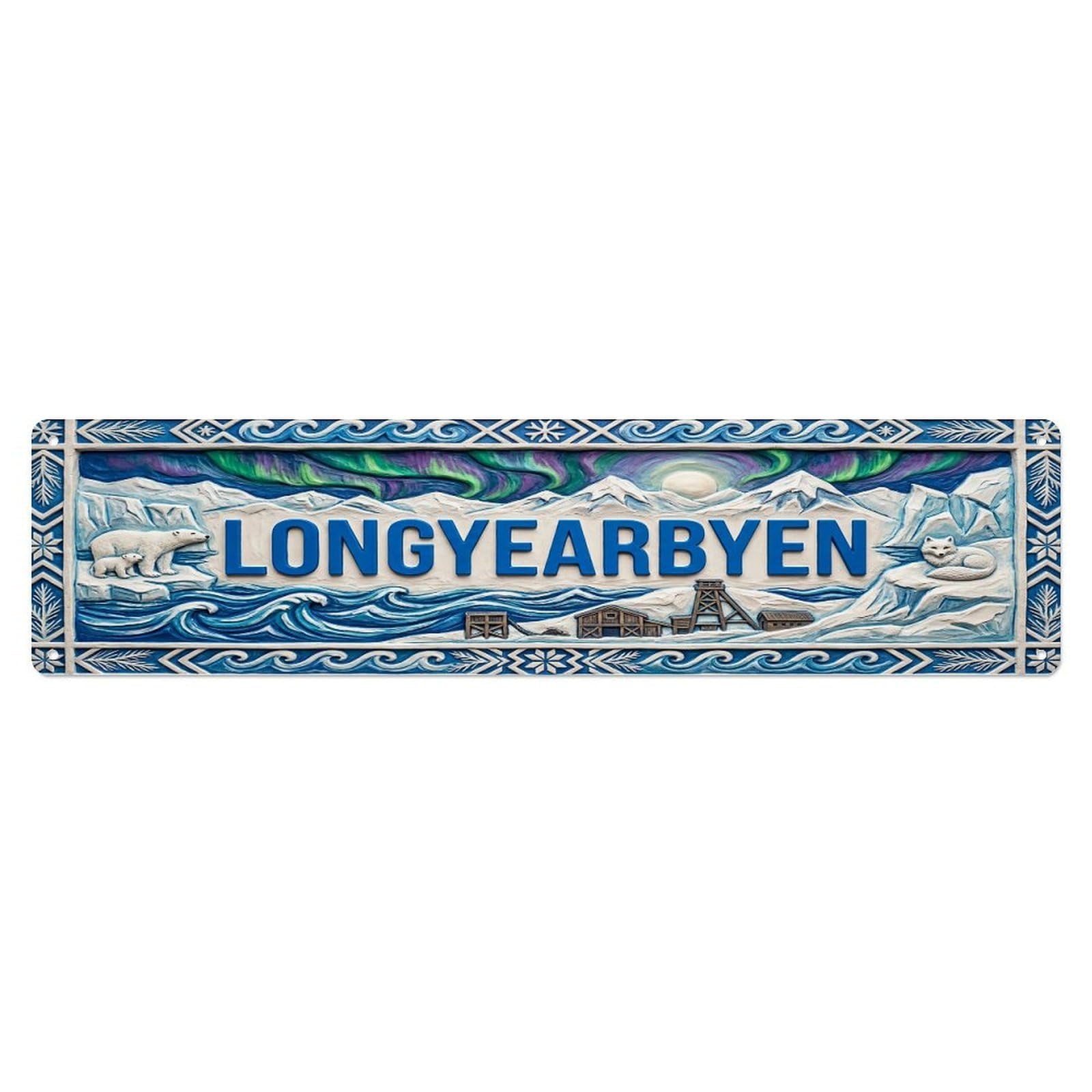 Gead 4X16inch Style Vintage Longyearbyen Svalbard Flag Pattern Metal Tin Sign