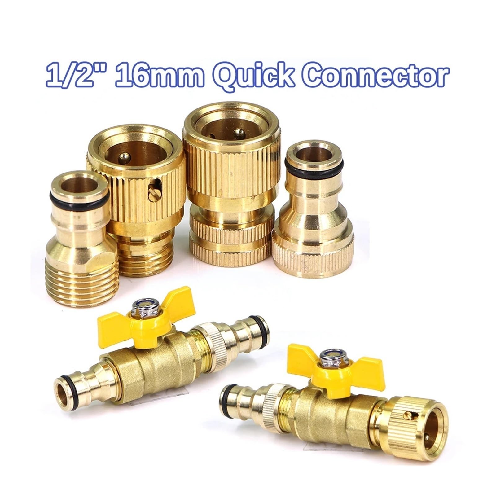 Adattatore for Tubo Flessibile a Sfera in Ottone da 16mm 1/2 "Connettore rapido for Tubi di irrigazione Giunto Extender Spegnimento Raccordo for Giardino(Male to Female)