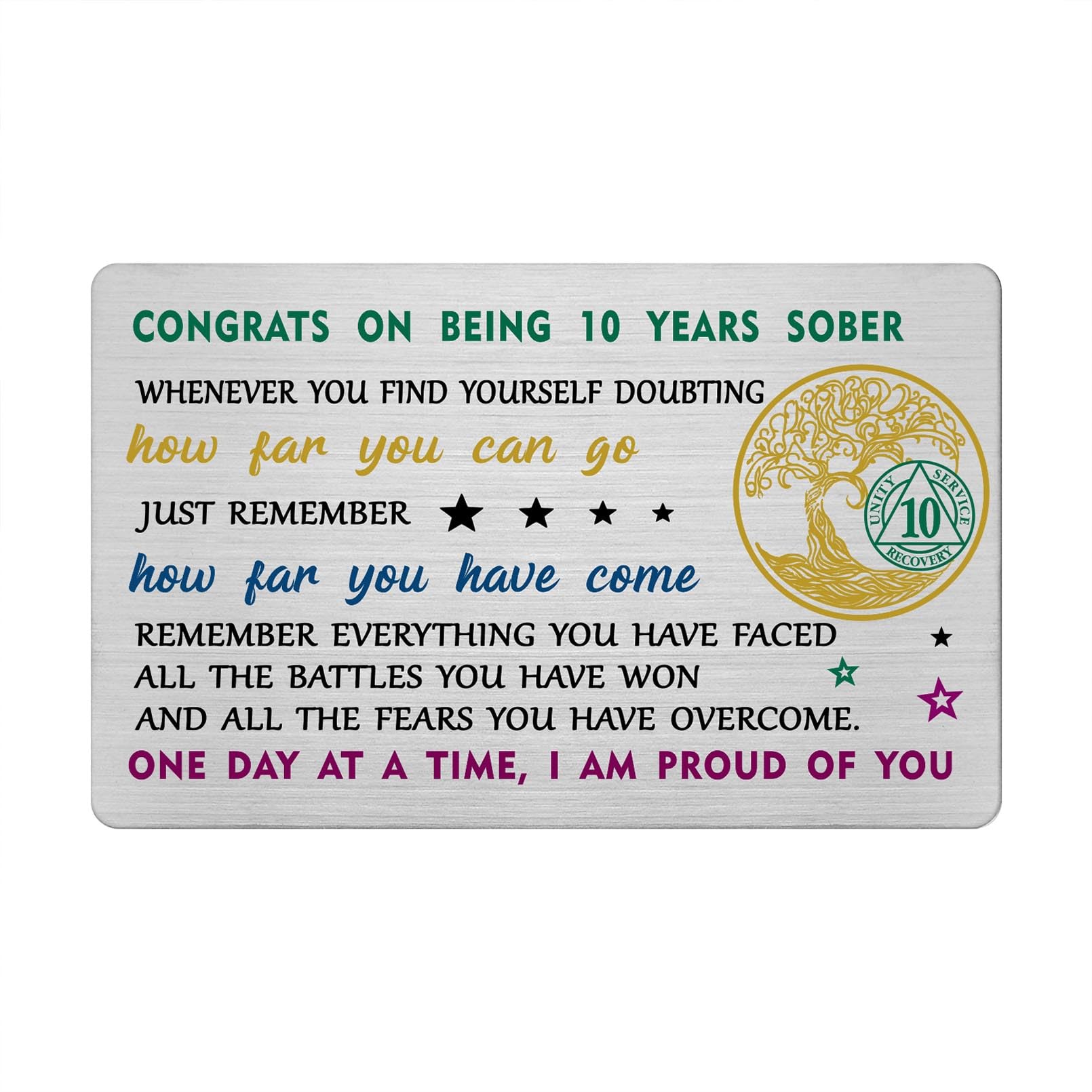Viayen 10 Year Sobriety Card for Women Men- 10 10th ten Year Sober Anniversary Birthday Gifts Keepsake