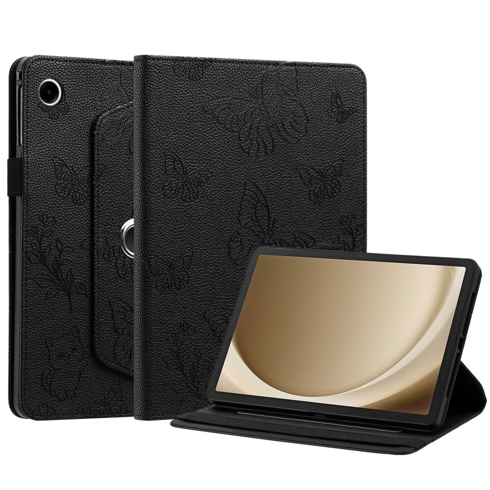 Generic Étui compatible avec Samsung Galaxy Tab S11 11.0 SM-X730 SM-X736B (couleur : noir) étui intelligent rotatif antichoc en cuir motif papillon