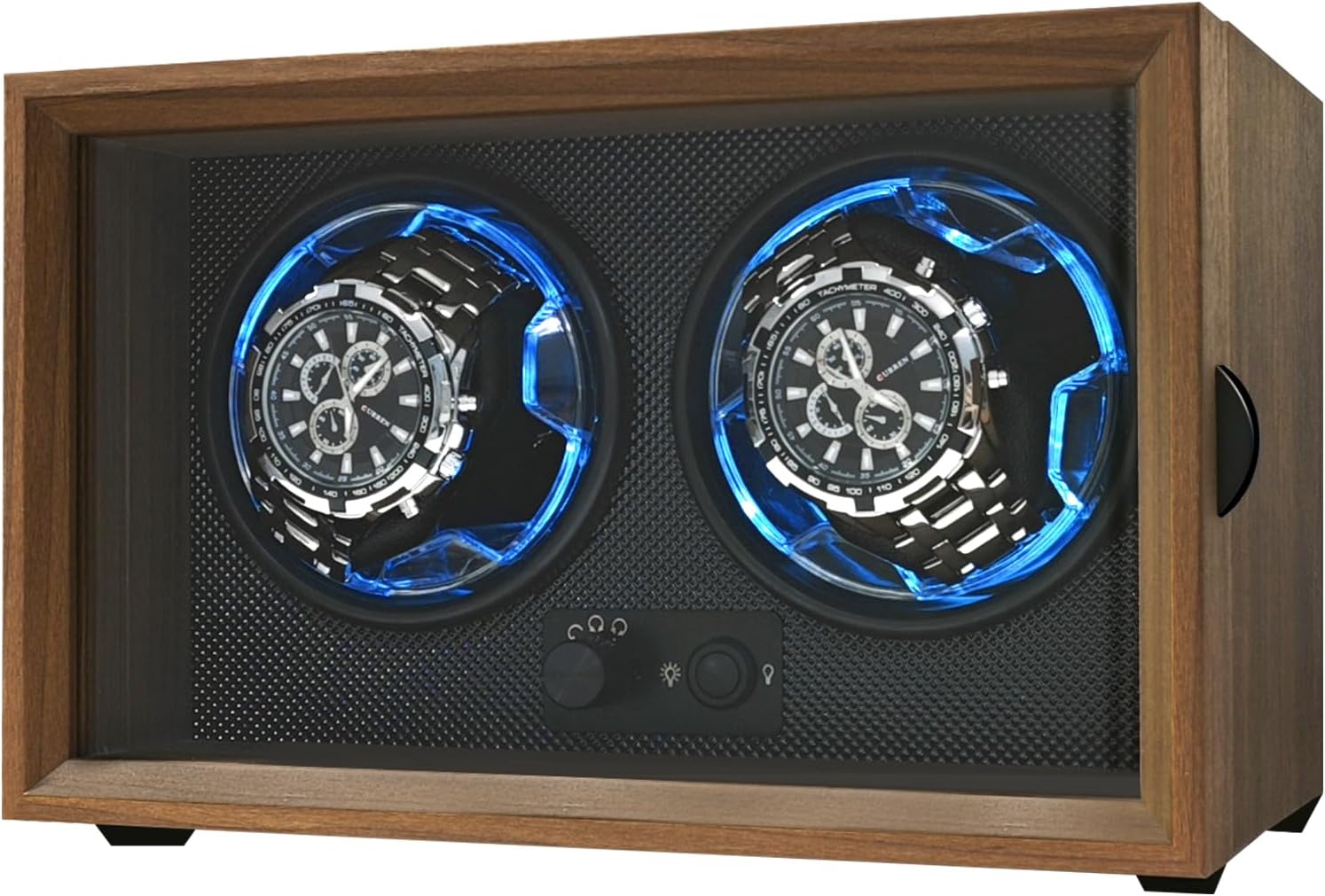 Isili Double Watch Winder for Automatic Watches, Dual watch Winders Box for Watch lovers, with Quiet Motor 4 Rotation Mode Setting,Blue Light,Elastic Watch Pillows, Gift for Man