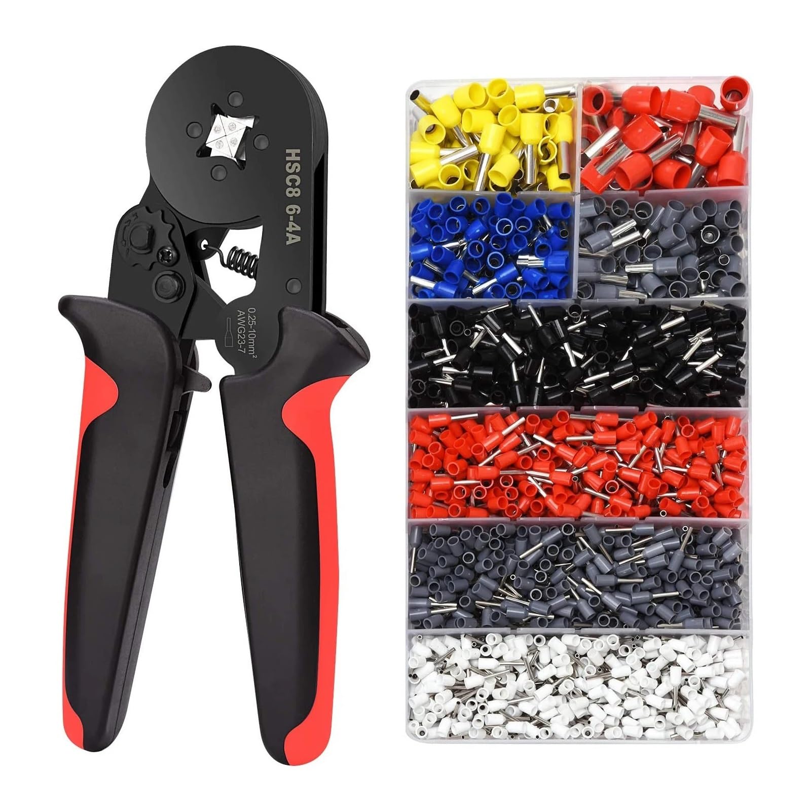 Wire Ferrules Terminals Kit Ferrule Crimping Tool Kit Assortment Wire Crimp Pin Terminal Connector Wire Ends Terminals (6-4 and 1640PCS Kit)