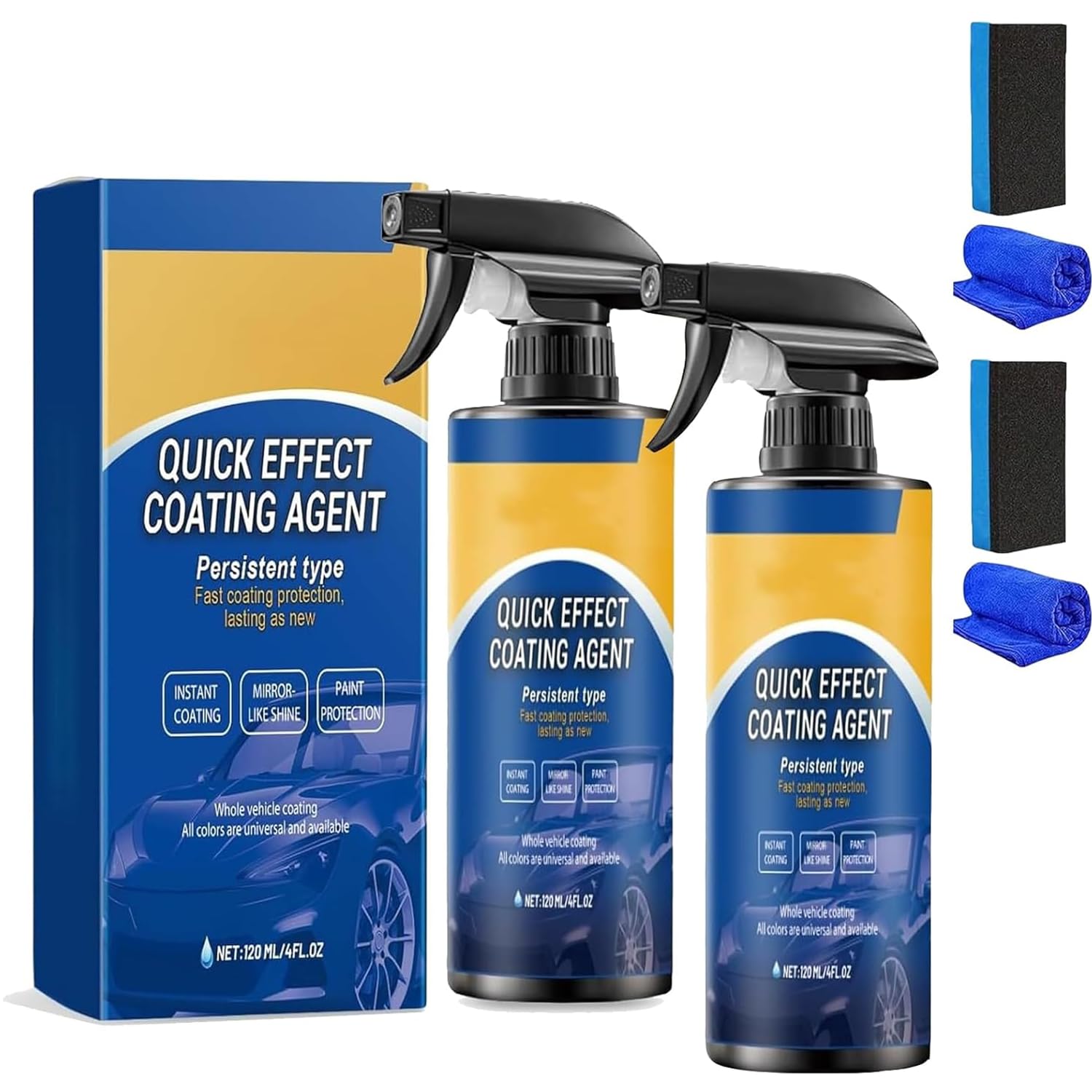 2 Stück Jetdryshop Autospray,Jetdryshop Autolackspray,Hochleistungs-Schnelllackspray fürs Auto, Lackauffrischung, für langanhaltenden Glanz mit Schwamm und Wischtuch
