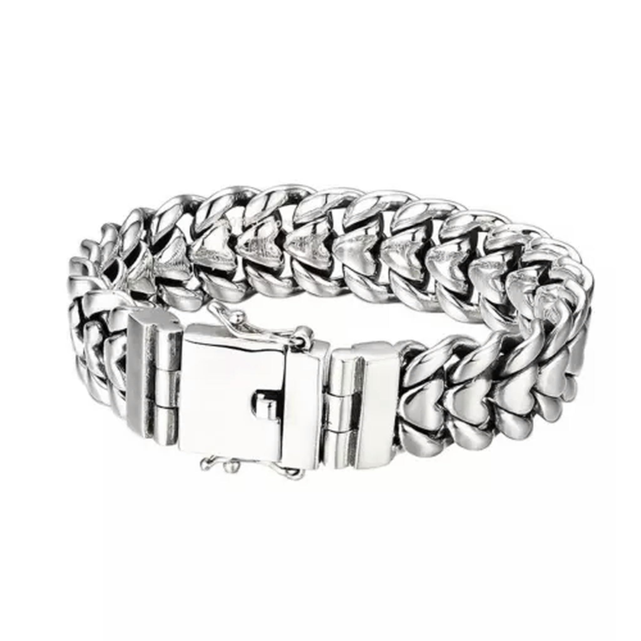 CMBSSTFC Reinheitsarmband aus echtem Silber 925 für Herren, 15 mm breiteres Panzerglied