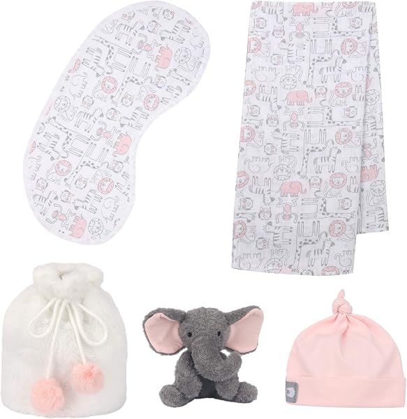 5 Piece Pink/Gray Luxury Soft Baby Gift Bag for Infant/Newborn - 2