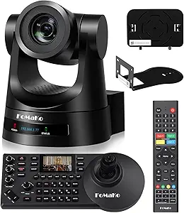 FoMaKo PTZ Camera, 20x Optical Zoom AI Auto-Tracking Gen 3, PoE HD 1080P,PTZ Camera Controller for Church Worship Live Services, (Bundle FMK20SDI+KC608) BH201 asin的图片