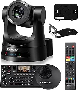 FoMaKo PTZ Camera, 30X Optical Zoom Bundle AI Auto-Tracking Gen 3, PoE HDMI Camera, for Church Worship (PTZ Bundle FMK30SDI+KC608 Pro) BH301,Black Color asin的图片