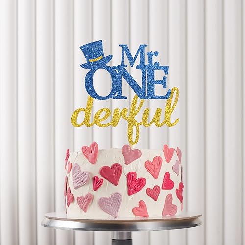Miniatura 9 de Mr Onederful - Decoración para tartas para el primer cumpleañosbaby shower, decoración de pastel de bienvenida para bebé, suministros para fiesta de