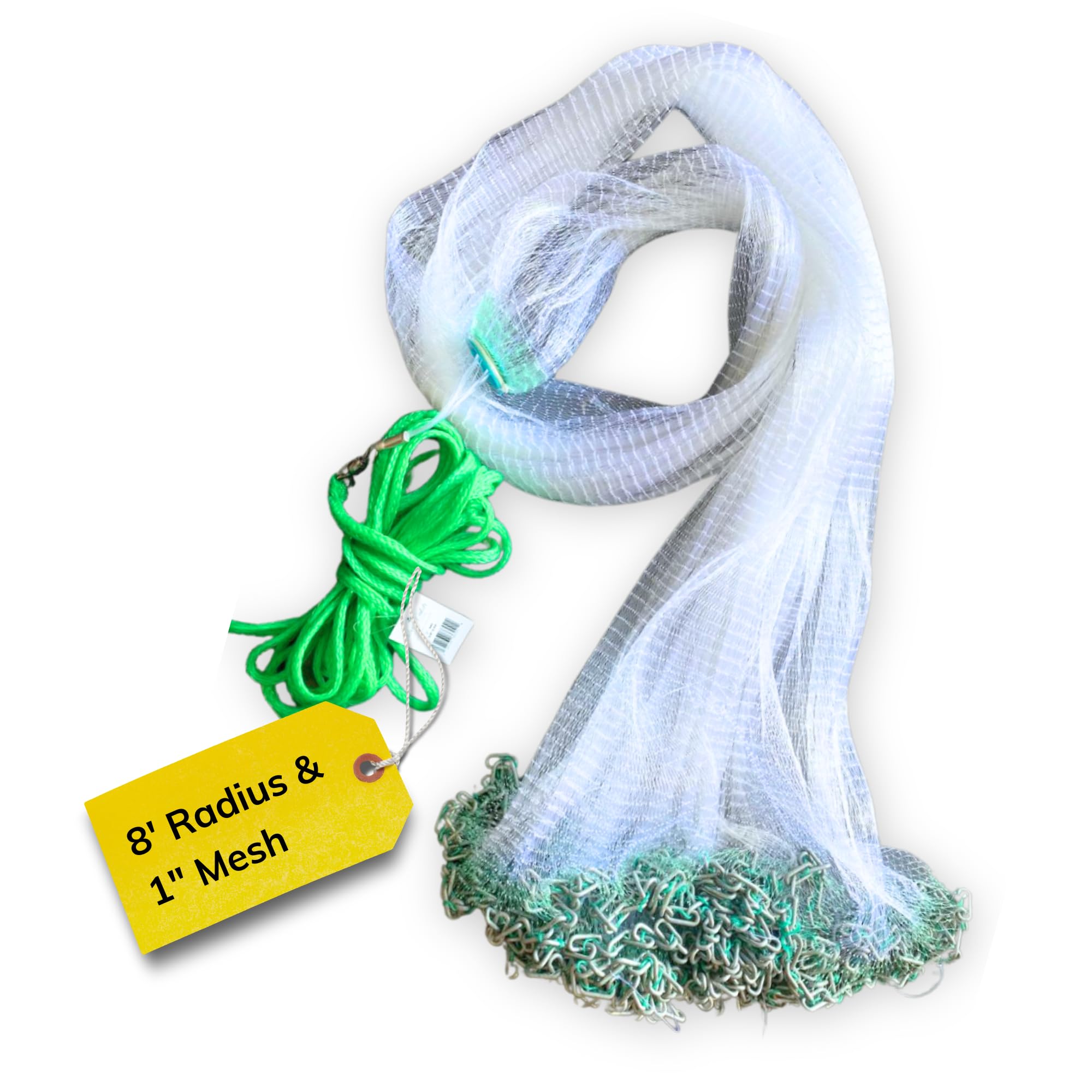 Silver Catch Cast Nets 4.5ft-10ft Radius|3/8",1/2",1" Mesh for Fishing with Chain Bottom, Salt Water Casting Fishing Net Gear, Easy Throw Nets Fishing