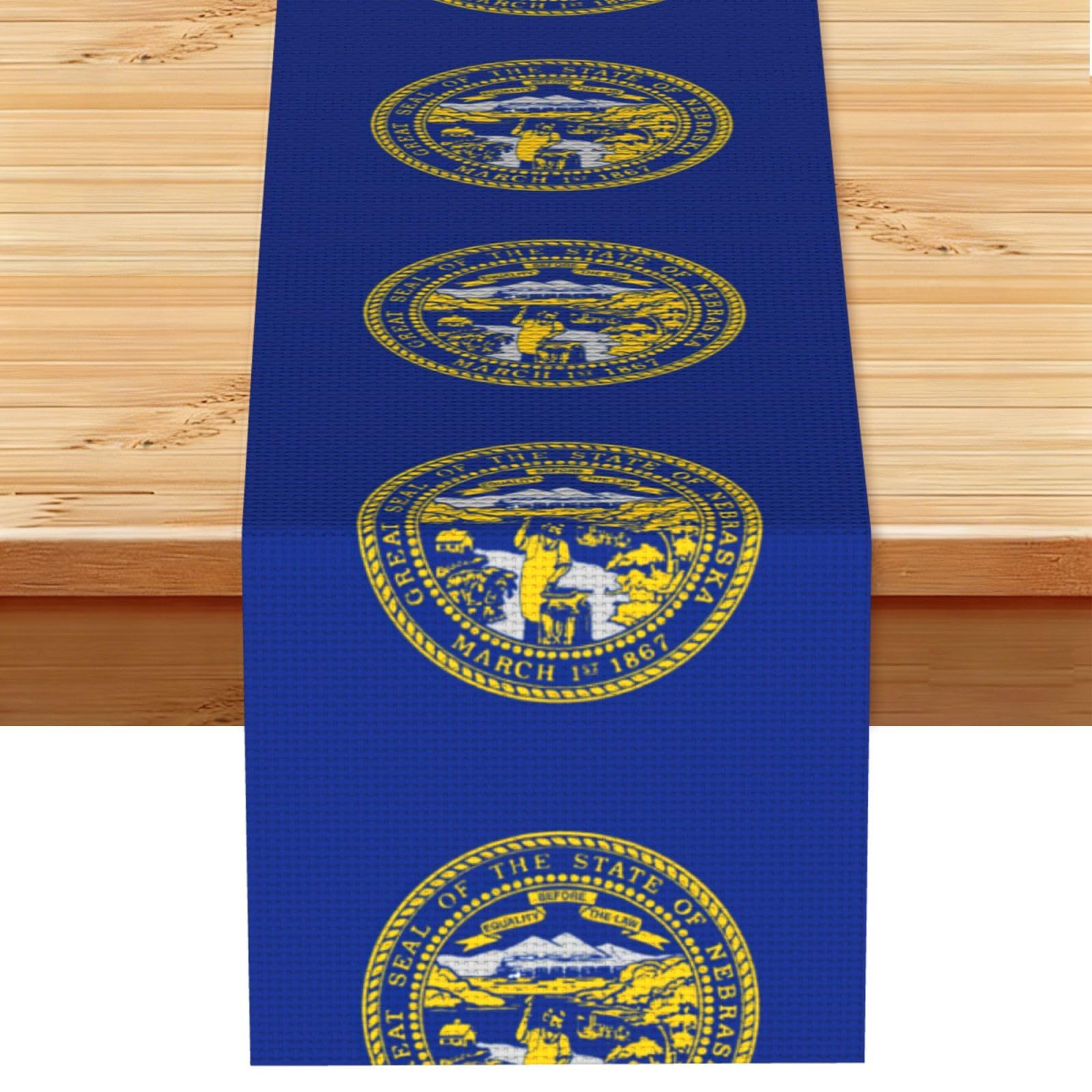 Nebraska Flag Printed Table Runner 13 x 72, Wrinkle Resistant Decor for Dining Table Coffee Table Fireplace