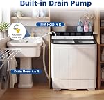 Giantex laveuse portable, 26LBS Tub jumeau Mini Compact lave-linge Spinner Combo avec pompe à égoutter, 18Lbs Lave-linge et 8Lbs Spinner pour Appartements, RVs, Dorms, Gray+White