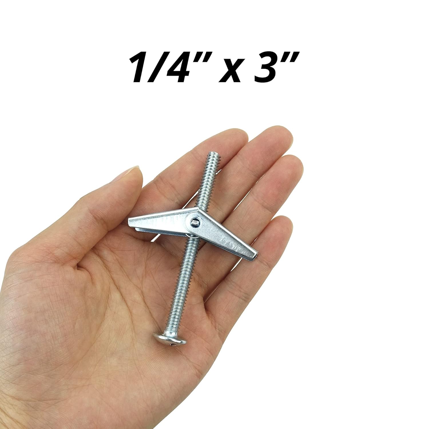 HASWARE Toggle Bolt Zinc Plated Steel and Wing Nut for Hanging Heavy Items on Drywall 1/4x3” (8 Pack)