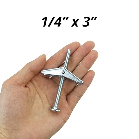 HASWARE Toggle Bolt Zinc Plated Steel and Wing Nut for Hanging Heavy Items on Drywall 1/4x3 (8 Pack)