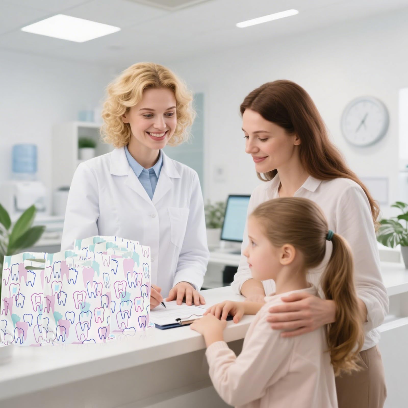 Bolsas dentales con asas 8.3 x 9.5 pulgadas paquete de 50 para pacientes dentistas clínica