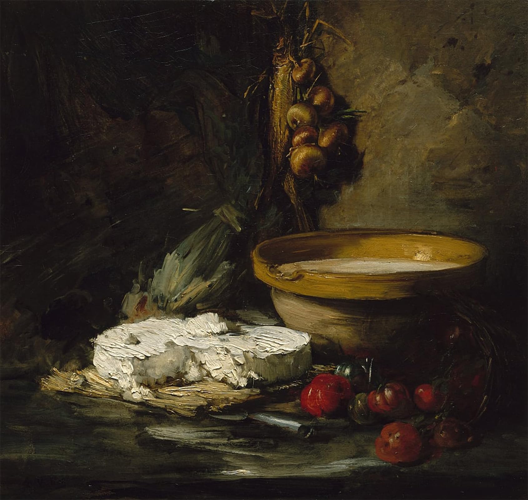 POSTERIIk Famous Modern Artwork Art Mural Still Life with Cheese Probably Late by Antoine Vollon Oil Paintings Pictures for Home Decor 60x90cm