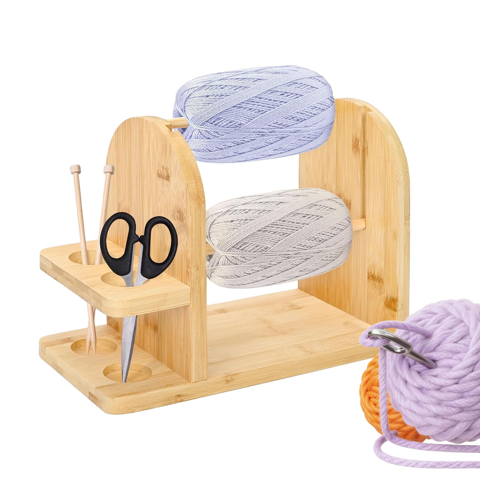 Soporte para hilo de ganchillo de madera para tejer cómodamente en el salón o taller interior