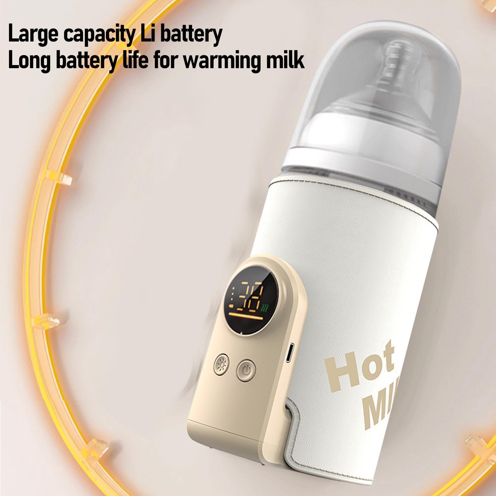 Scaldabiberon Portatile, Tecnologia di Riscaldamento Rapido, Controllo Accurato della Temperatura, Luce Notturna a 6 Livelli, per Alimenti per Bambini con Latte Materno con USB Tipo C, da