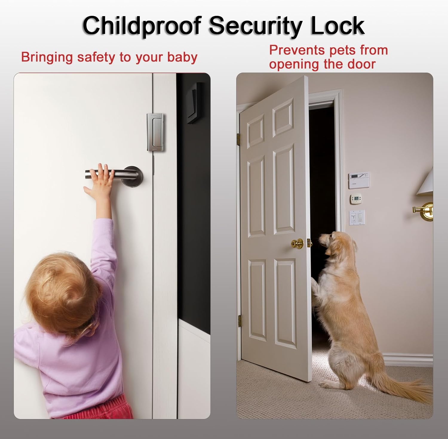 2 Pack Door Locks (3rd-Generation) for Kids Safety, Reinforcement Lock for Inside Swinging Door, Premium Aluminum Alloy Door Lock Latch to Prevent Unauthorized Entry & Children's Sneaking Out