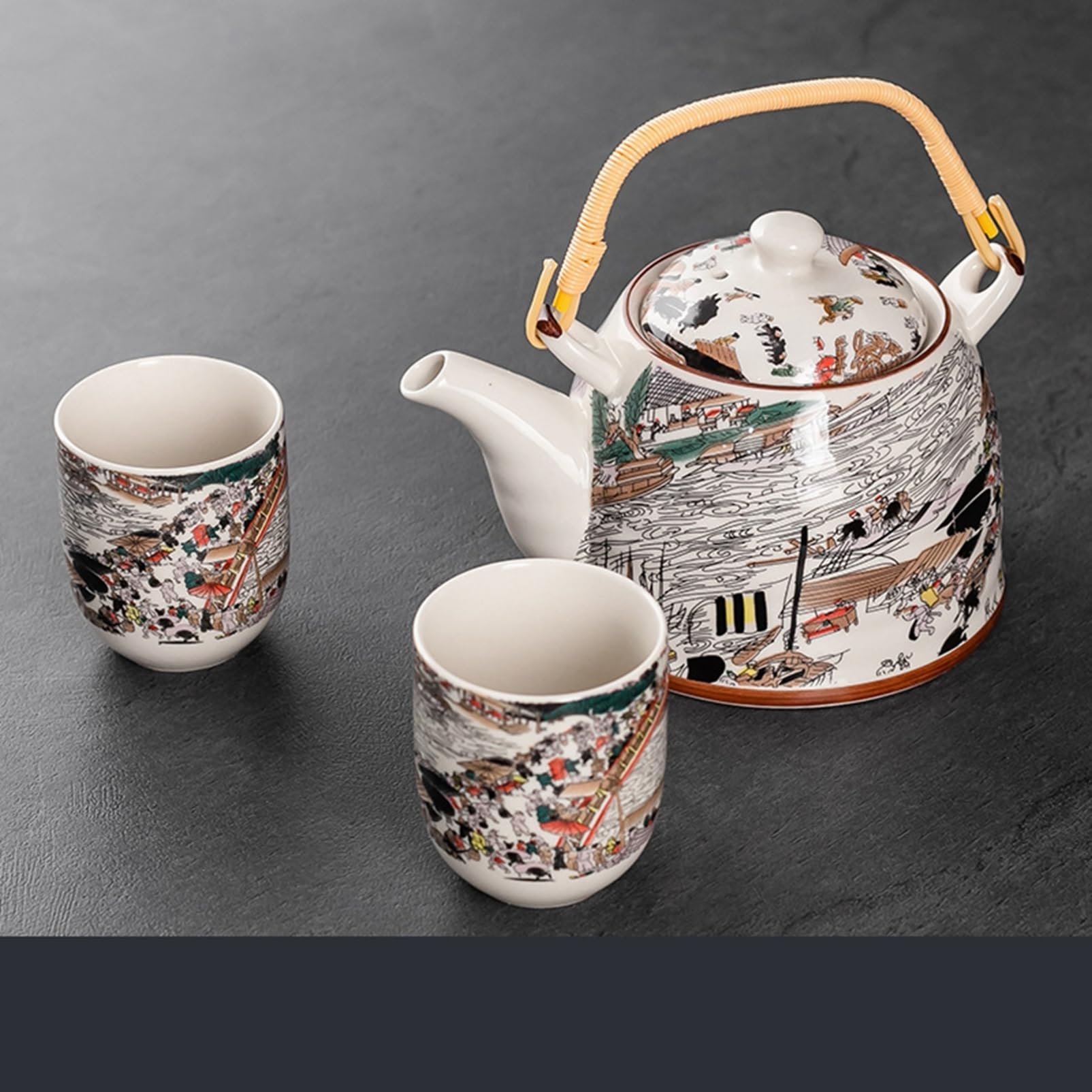 Amazon | 急須 湯のみセット 陶器ティーポット 陶器コップ 耐熱 手作り 
