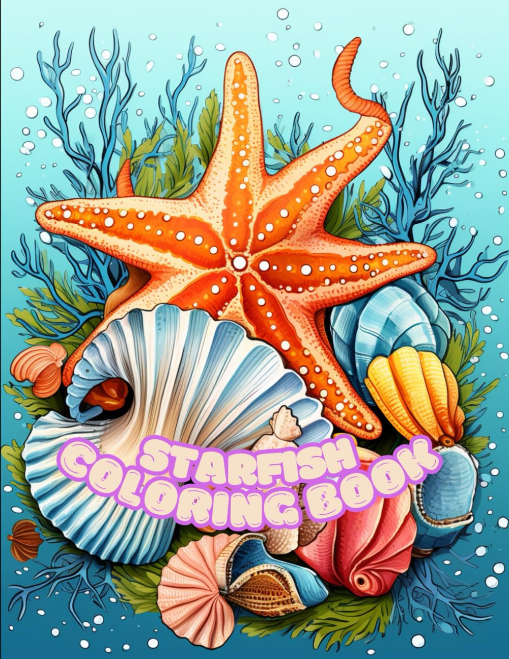 Aesthetic Seashell and Starfish Coloring Book for Adults and Teens (Grayscale): 40 Intricate Coloring Pages with a variety of seashells adorned with ... for Stress Relief (Cute Coloring Books)