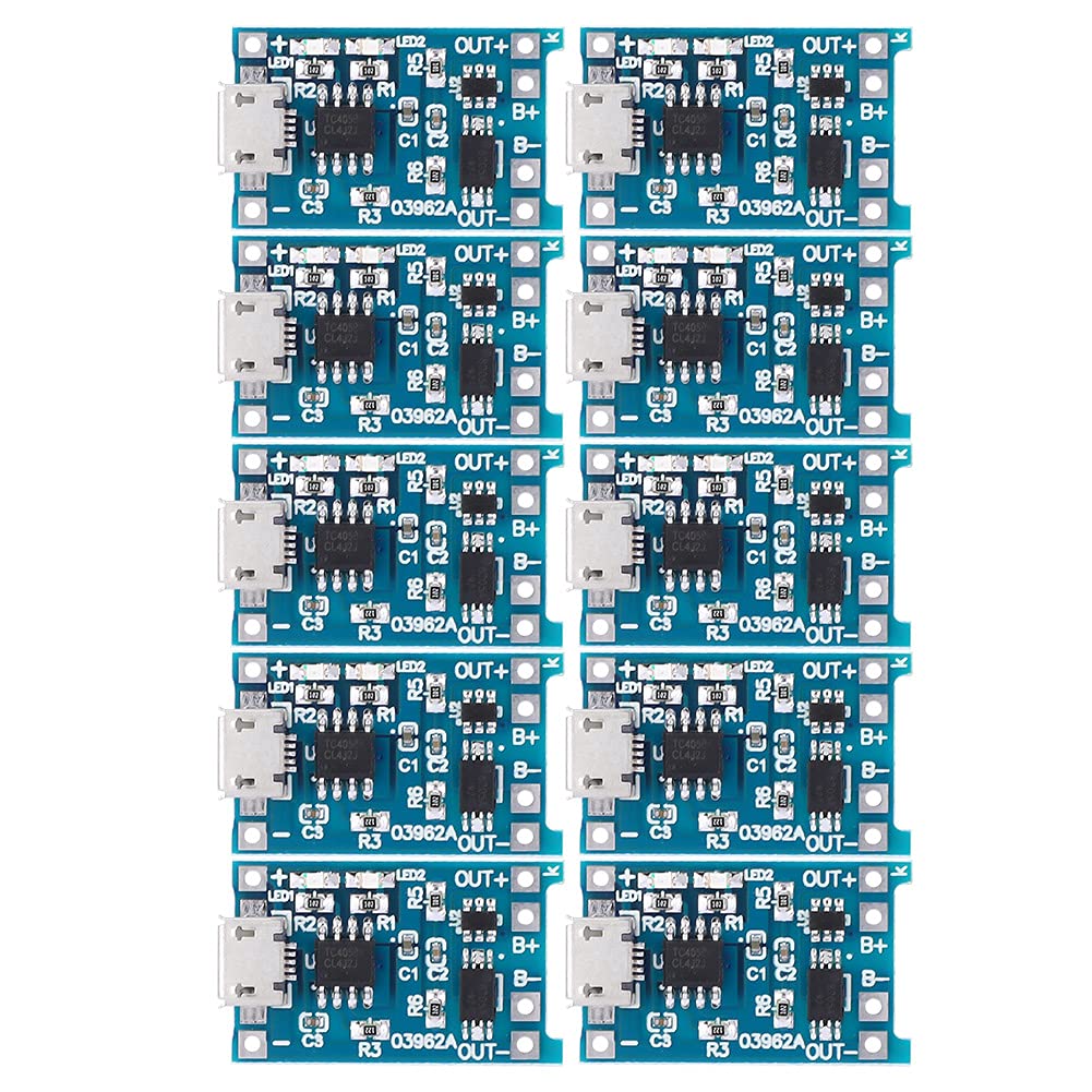Lithium Battery Charging Protection Board, 10pcs 5V 1A Micro USB Lithium Li Po Battery Charging Protection Board Charger Module for Battery