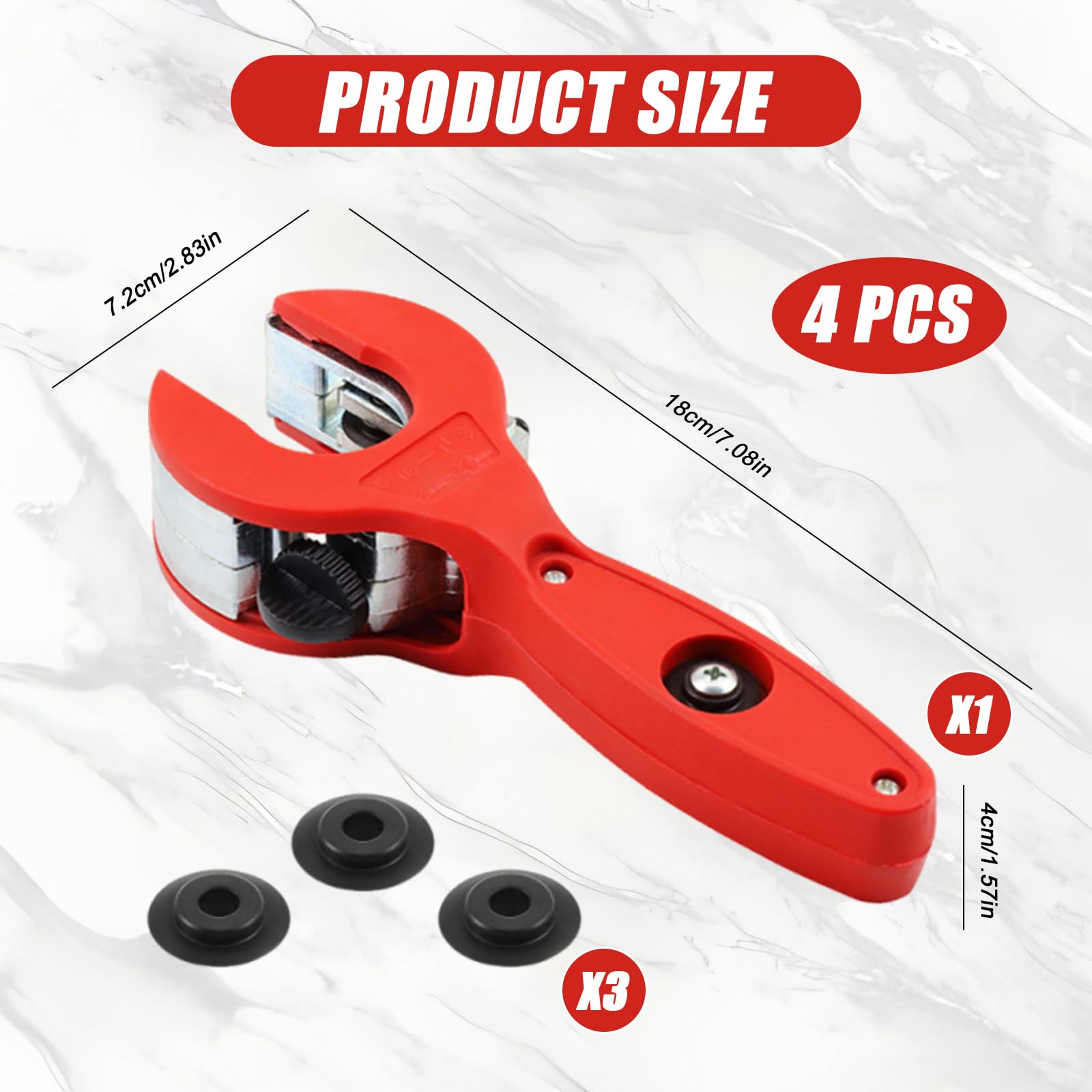 Coupe-tube à cliquet avec 3 roues de coupe de rechange, coupe-tube en cuivre, coupe-tube de précision pour tubes en acier inoxydable et cuivre 8-29 mm, Particulièrement adapté pour les espaces de