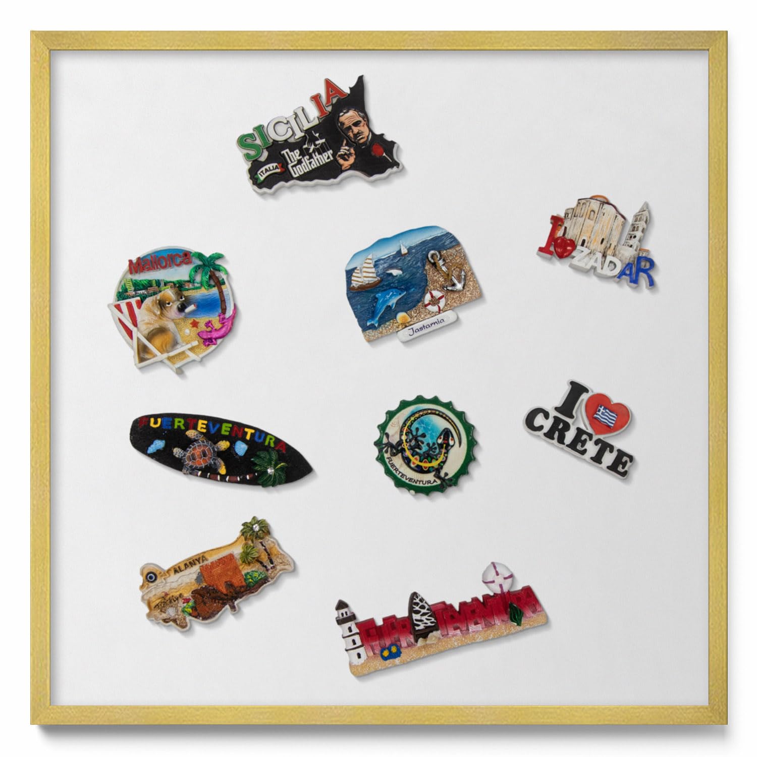 Tulup Magnettafel Pinnwand 50x50 cm Kunststoffrahmen Gold Farbe Magnetisch Minimalistisch Wandtafel Memoboard Organisation Notiztafel für Zuhause Schule Küche Büro Konferenzraum