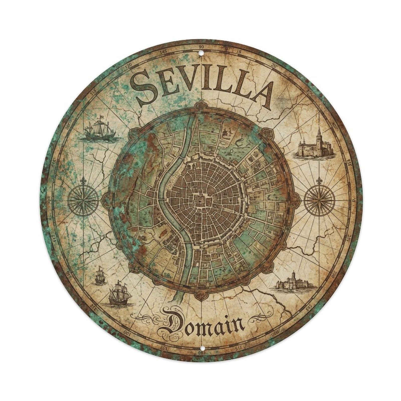 Metal Tin Sign Seville Spain Vintage Travel