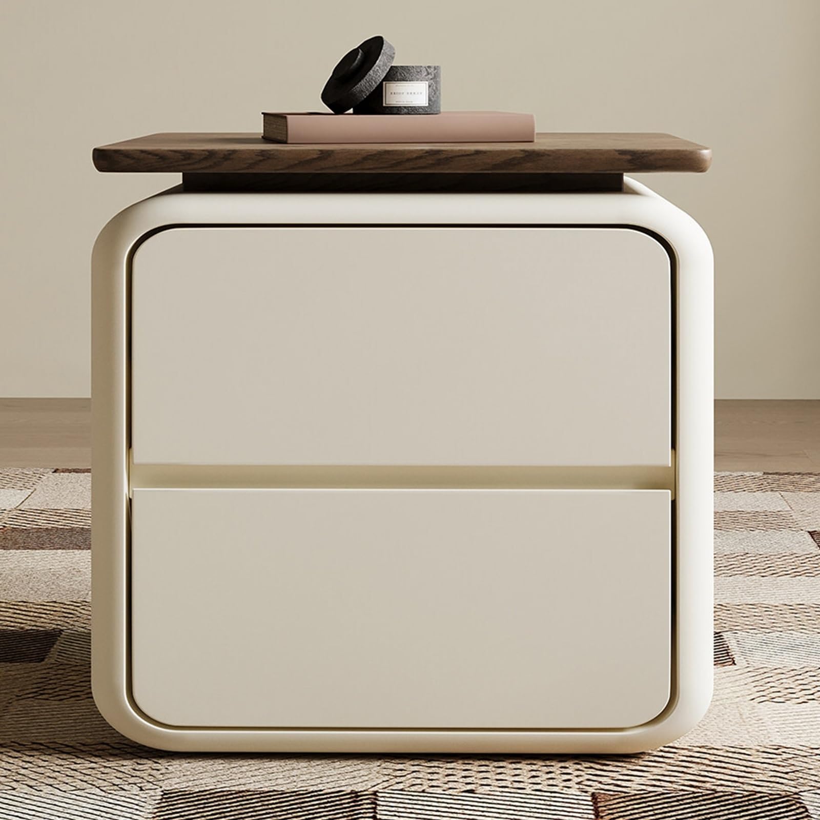 Versatile Comodino Shape con maniglia nascosta a doppio cassetto